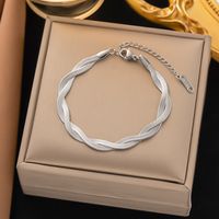 304 Stainless Steel 18K Gold Plated Streetwear Plating Chain Solid Color Bracelets Necklace main image 5