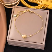 304 Stainless Steel 18K Gold Plated Basic Classic Style Plating Heart Shape Bracelets Anklet Necklace main image 2