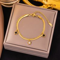 304 Stainless Steel 18K Gold Plated Basic Lady Classic Style Plating Pentagram Acrylic Bracelets Necklace sku image 1