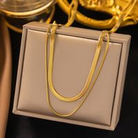 304 Stainless Steel 18K Gold Plated Hip-Hop Retro Plating Solid Color Layered Necklaces main image 6