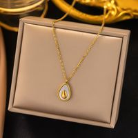 304 Stainless Steel 18K Gold Plated Simple Style Commute Inlay Avocado Acrylic Earrings Necklace main image 5