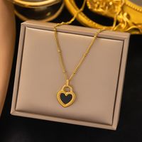 Simple Style Heart Shape Titanium Steel Plating Inlay Shell Earrings Necklace main image 6