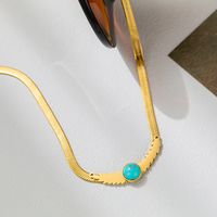 304 Stainless Steel 18K Gold Plated Retro Inlay Marble Resin Necklace main image 2