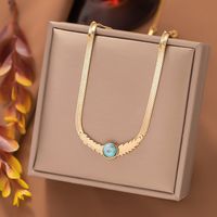 304 Stainless Steel 18K Gold Plated Retro Inlay Marble Resin Necklace main image 1
