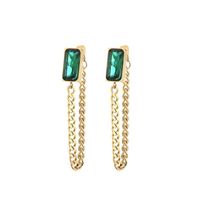 1 Pair Retro Simple Style Rectangle Plating Inlay 304 Stainless Steel Artificial Rhinestones 18K Gold Plated Drop Earrings main image 3