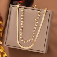 304 Stainless Steel 18K Gold Plated Elegant Lady Plating Geometric Plastic Layered Necklaces sku image 2