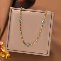 Casual Simple Style Eye Titanium Steel Enamel Plating 18k Gold Plated Necklace main image 5