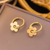 1 Pair Elegant Flower Plating 304 Stainless Steel 18K Gold Plated Earrings main image 1
