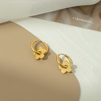 1 Pair Elegant Flower Plating 304 Stainless Steel 18K Gold Plated Earrings main image 2
