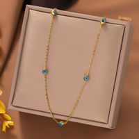 Casual Simple Style Eye Titanium Steel Enamel Plating 18k Gold Plated Necklace main image 4