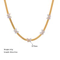 304 Stainless Steel 18K Gold Plated Elegant Plating Butterfly Acrylic Necklace main image 2