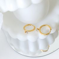 1 Pair Elegant Round Inlay 304 Stainless Steel Artificial Rhinestones 18K Gold Plated Earrings main image 5