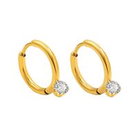 1 Pair Elegant Round Inlay 304 Stainless Steel Artificial Rhinestones 18K Gold Plated Earrings main image 3