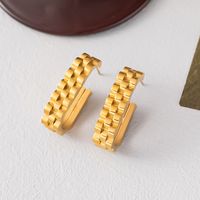 304 Stainless Steel 18K Gold Plated Elegant Retro Plating C Shape Solid Color Bracelets Earrings Necklace sku image 3