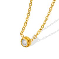 304 Stainless Steel 18K Gold Plated Basic Classic Style Plating Inlay Geometric Artificial Rhinestones Pendant Necklace main image 4