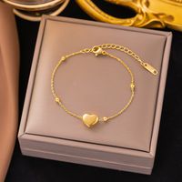304 Stainless Steel 18K Gold Plated Basic Classic Style Plating Heart Shape Bracelets Anklet Necklace main image 4