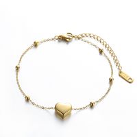 304 Stainless Steel 18K Gold Plated Basic Classic Style Plating Heart Shape Bracelets Anklet Necklace main image 5
