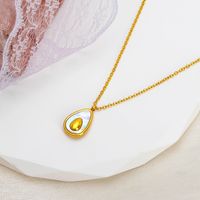 304 Stainless Steel 18K Gold Plated Simple Style Commute Inlay Avocado Acrylic Earrings Necklace main image 3