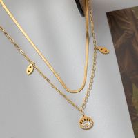 304 Stainless Steel 18K Gold Plated Cute Plating Inlay Eye Artificial Rhinestones Layered Necklaces main image 2