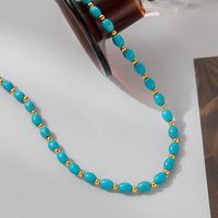 Elegant Streetwear Solid Color Natural Stone Titanium Steel Beaded Plating Necklace main image 2