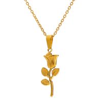 304 Stainless Steel 18K Gold Plated Sweet Plating Flower Pendant Necklace main image 4