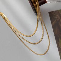 304 Stainless Steel 18K Gold Plated Vintage Style Plating Solid Color Layered Necklaces main image 3
