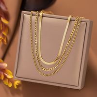 304 Stainless Steel 18K Gold Plated Vintage Style Plating Solid Color Layered Necklaces main image 6