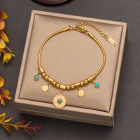 304 Stainless Steel 18K Gold Plated Retro Ethnic Style Plating Inlay Round Resin Bracelets Necklace main image 5