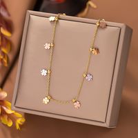 304 Stainless Steel 18K Gold Plated Rose Gold Plated Simple Style Cool Style Plating Four Leaf Clover Star Snake Necklace main image 3
