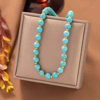 Ethnic Style Solid Color Natural Stone Titanium Steel Beaded Plating Necklace main image 1