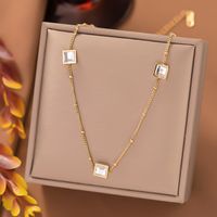 Simple Style Commute Square Titanium Steel Plating Inlay Zircon Necklace sku image 1