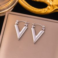 1 Pair Casual Simple Style V Shape Plating 304 Stainless Steel Earrings main image 5