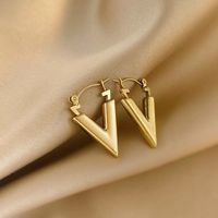 1 Pair Casual Simple Style V Shape Plating 304 Stainless Steel Earrings main image 3