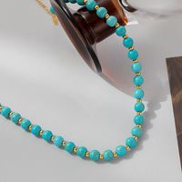 Ethnic Style Solid Color Natural Stone Titanium Steel Beaded Plating Necklace main image 3