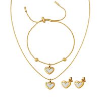 304 Stainless Steel 18K Gold Plated Classic Style Plating Heart Shape Acrylic Bracelets Earrings Necklace main image 5