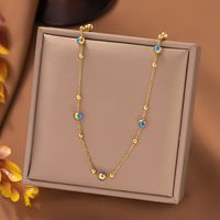 Casual Simple Style Eye Titanium Steel Enamel Plating 18k Gold Plated Necklace main image 2