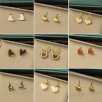 304 Stainless Steel 18K Gold Plated Casual Simple Style Plating Inlay Heart Shape Acrylic Plastic Bracelets Earrings Necklace main image 1