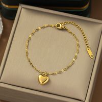 304 Stainless Steel 18K Gold Plated Casual Simple Style Plating Inlay Heart Shape Acrylic Plastic Bracelets Earrings Necklace sku image 8