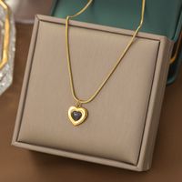 304 Stainless Steel 18K Gold Plated Casual Simple Style Plating Inlay Heart Shape Acrylic Plastic Bracelets Earrings Necklace sku image 16