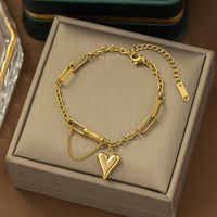 304 Stainless Steel 18K Gold Plated Casual Simple Style Plating Inlay Heart Shape Acrylic Plastic Bracelets Earrings Necklace sku image 20