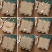 304 Stainless Steel 18K Gold Plated Modern Style Plating Heart Shape Acrylic Plastic Stone Pendant Necklace main image 1