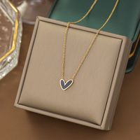 304 Stainless Steel 18K Gold Plated Modern Style Plating Heart Shape Acrylic Plastic Stone Pendant Necklace sku image 15