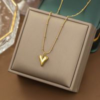304 Stainless Steel 18K Gold Plated Modern Style Plating Heart Shape Acrylic Plastic Stone Pendant Necklace sku image 19