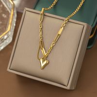304 Stainless Steel 18K Gold Plated Modern Style Plating Heart Shape Acrylic Plastic Stone Pendant Necklace sku image 32
