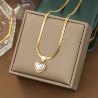 304 Stainless Steel 18K Gold Plated Modern Style Plating Heart Shape Acrylic Plastic Stone Pendant Necklace sku image 25