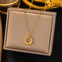 304 Stainless Steel 18K Gold Plated Simple Style Commute Plating Hollow Out Circle Necklace main image 3
