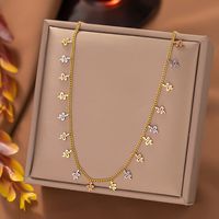 304 Stainless Steel 18K Gold Plated Rose Gold Plated Simple Style Cool Style Plating Four Leaf Clover Star Snake Necklace sku image 1