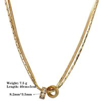 Simple Style Double Ring Titanium Steel Plating Inlay Artificial Diamond Layered Necklaces main image 5