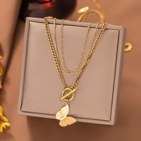304 Stainless Steel Plastic 18K Gold Plated Sweet Streetwear Plating Butterfly Acrylic Plastic Necklace main image 4