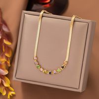 304 Stainless Steel 18K Gold Plated Casual Simple Style Plating Inlay Round Eye Artificial Rhinestones Necklace main image 5